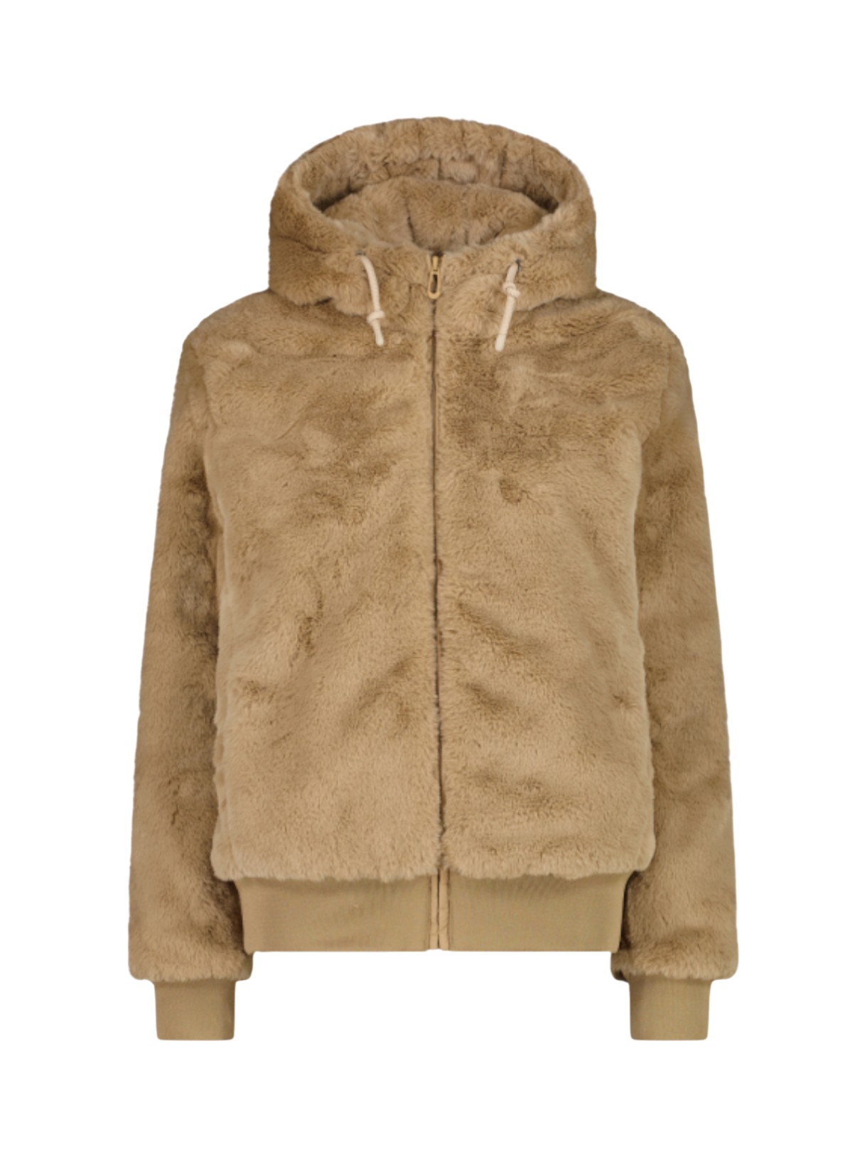 Damen Kunstpelz Jacke mit Kapuze 1