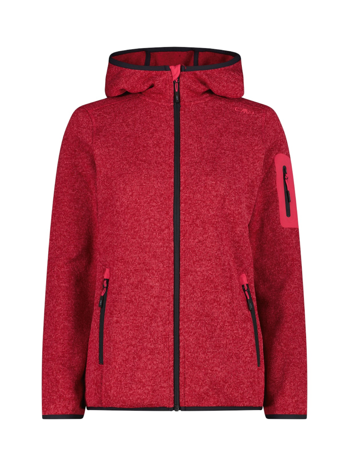 Damen Outdoor Fleece Jacke Knit-Tech meliert mit Kapuze 1