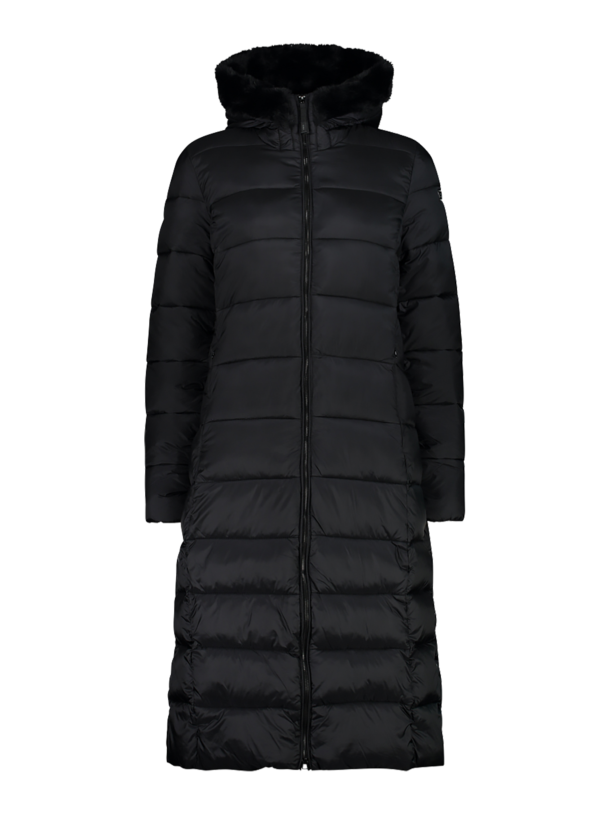 Damen Winter Mantel wattiert mit Kapuze mit Kunstpelzbesatz 1