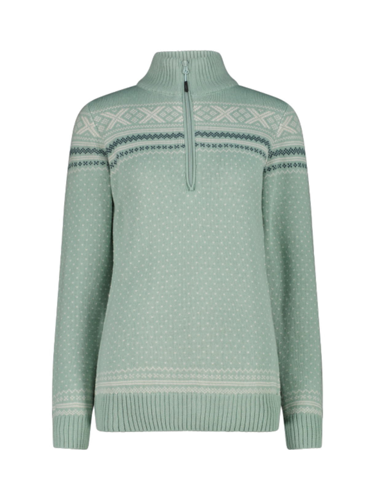 Knitted Damen Pullover mit Wolle und Half Zip Reißverschluss 1