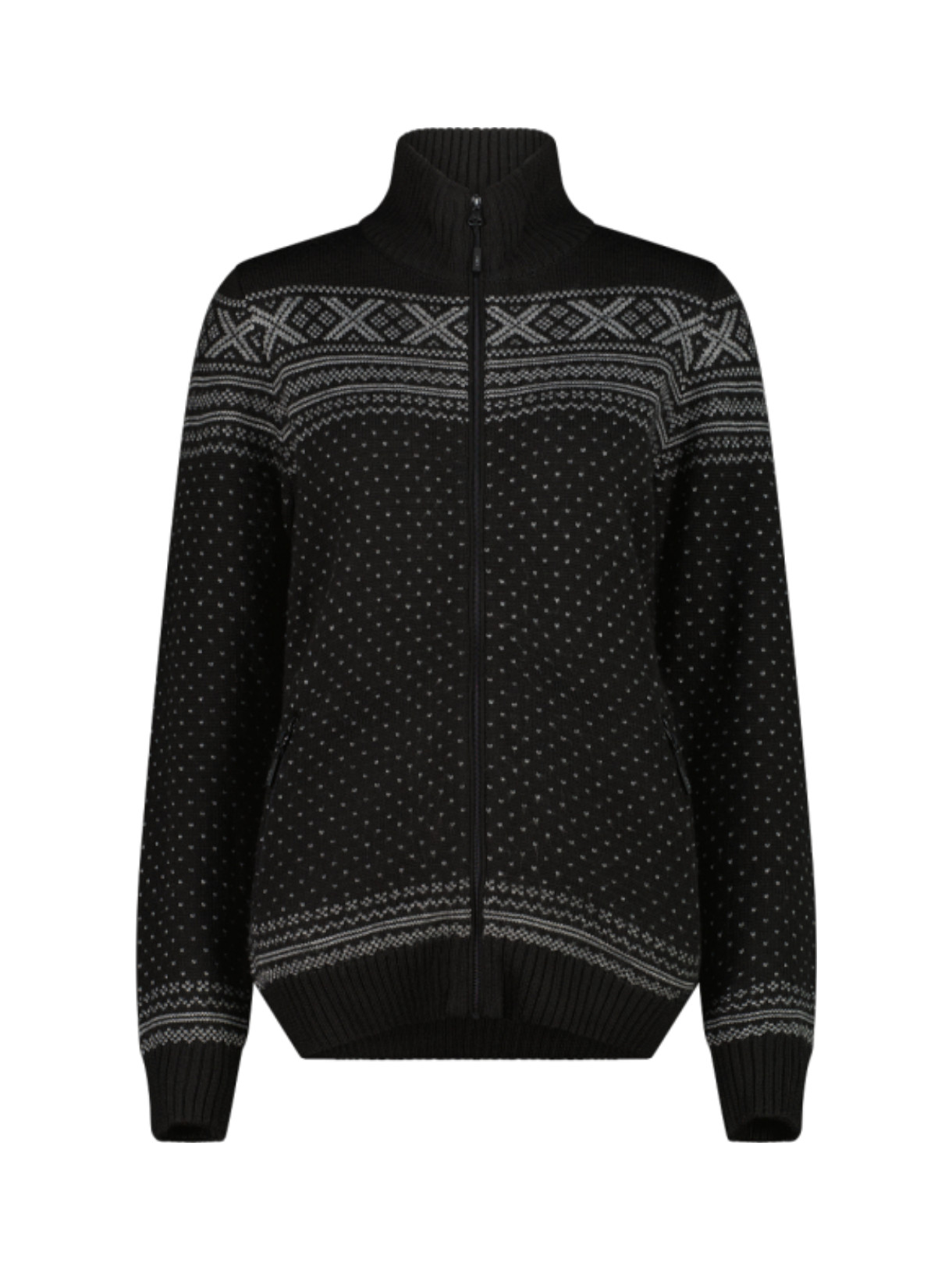 Knitted Damen Sweat Jacke mit Wolle und Full Zip Reißverschluss 1