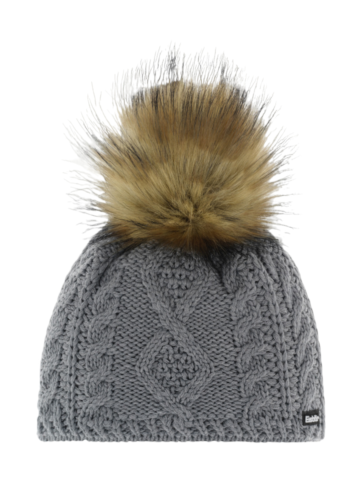 Nelia Lux Strick Mütze mit Kunstfell Bommel und Merino 1