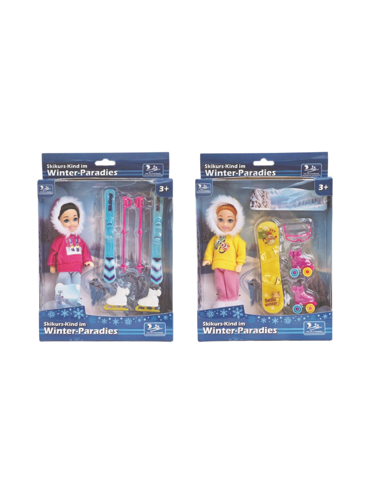 Skikurs Kind im Winter Paradies Puppenset für Kinder 1