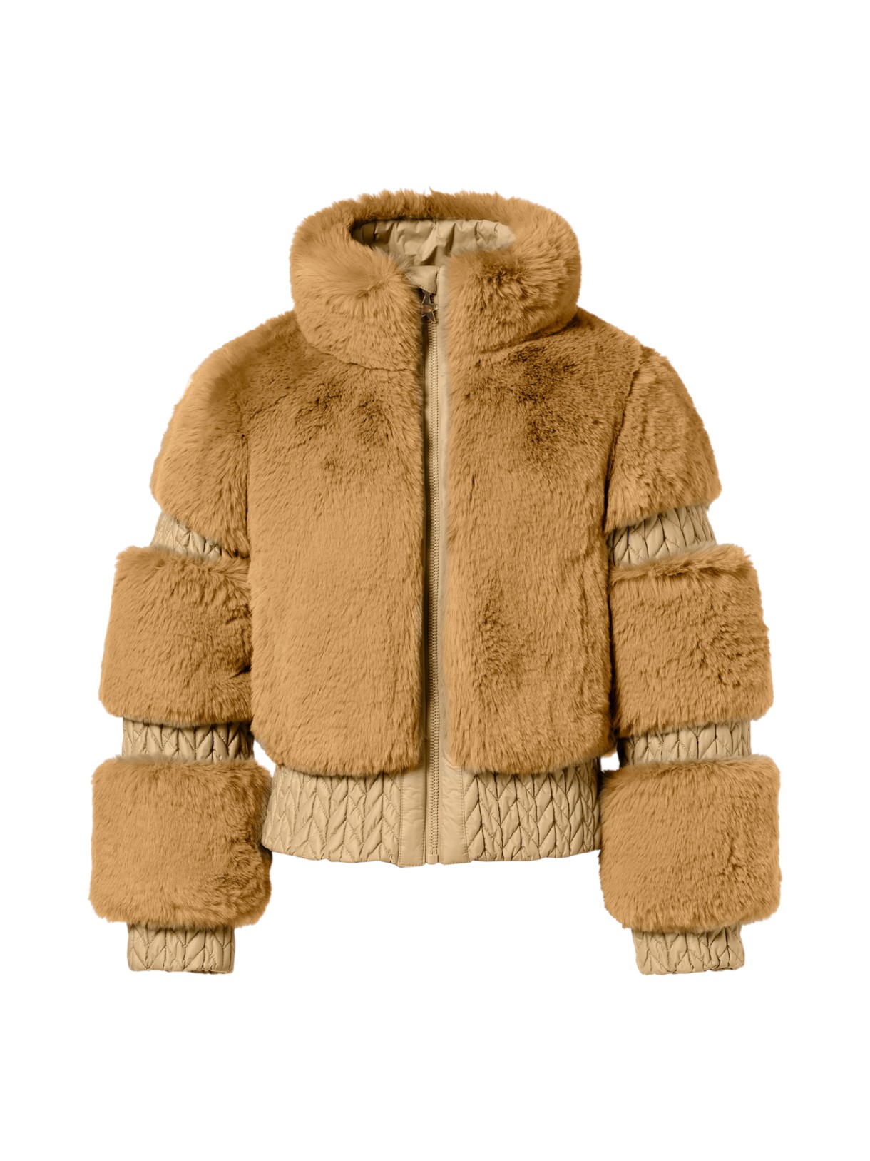 Furry Kunstfell Damen Winterjacke mit Smock Details 1