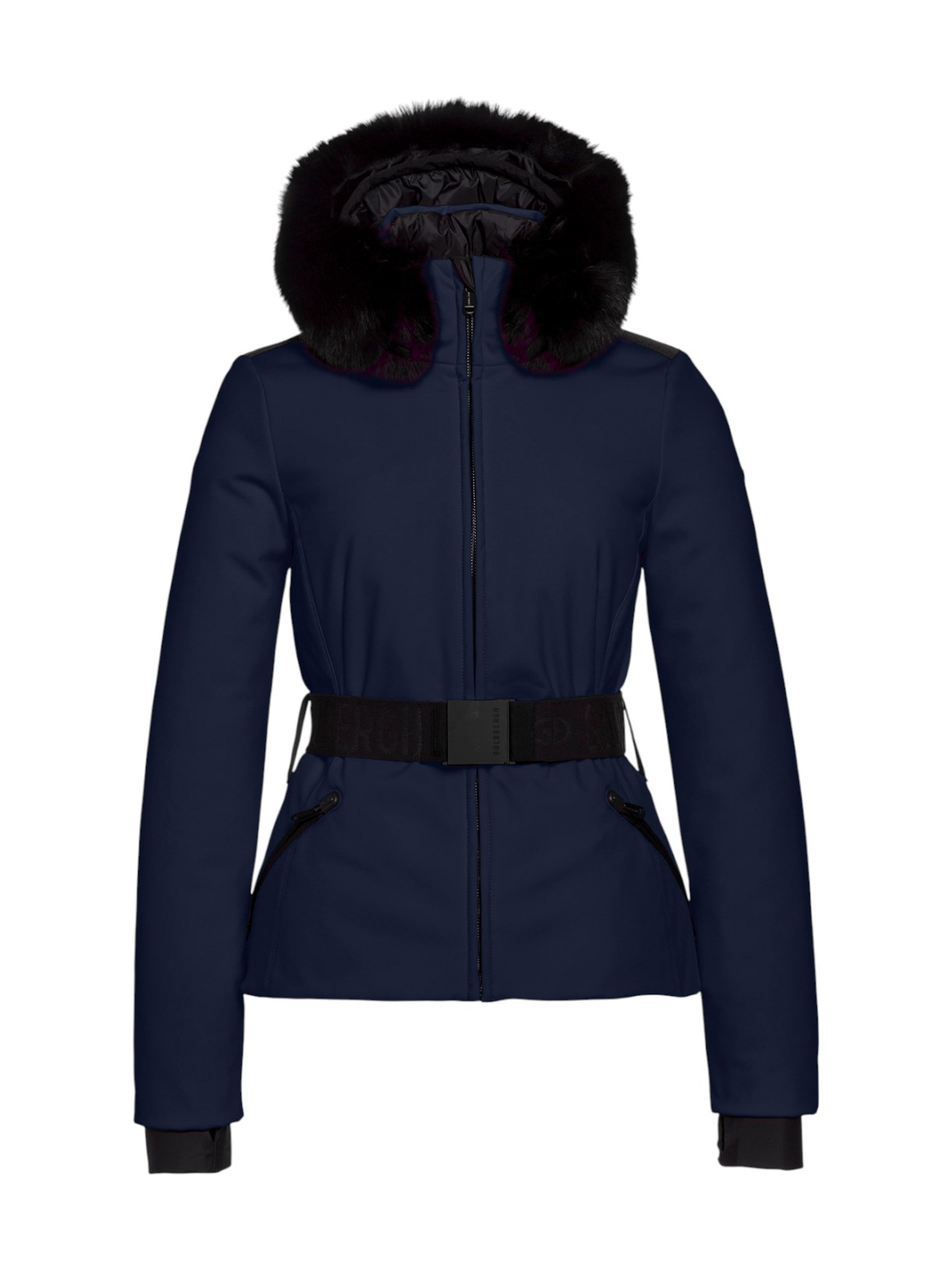 Hida Funktionelle Softshell Daunen Skijacke mit Kapuze und Kunstfellbesatz 1