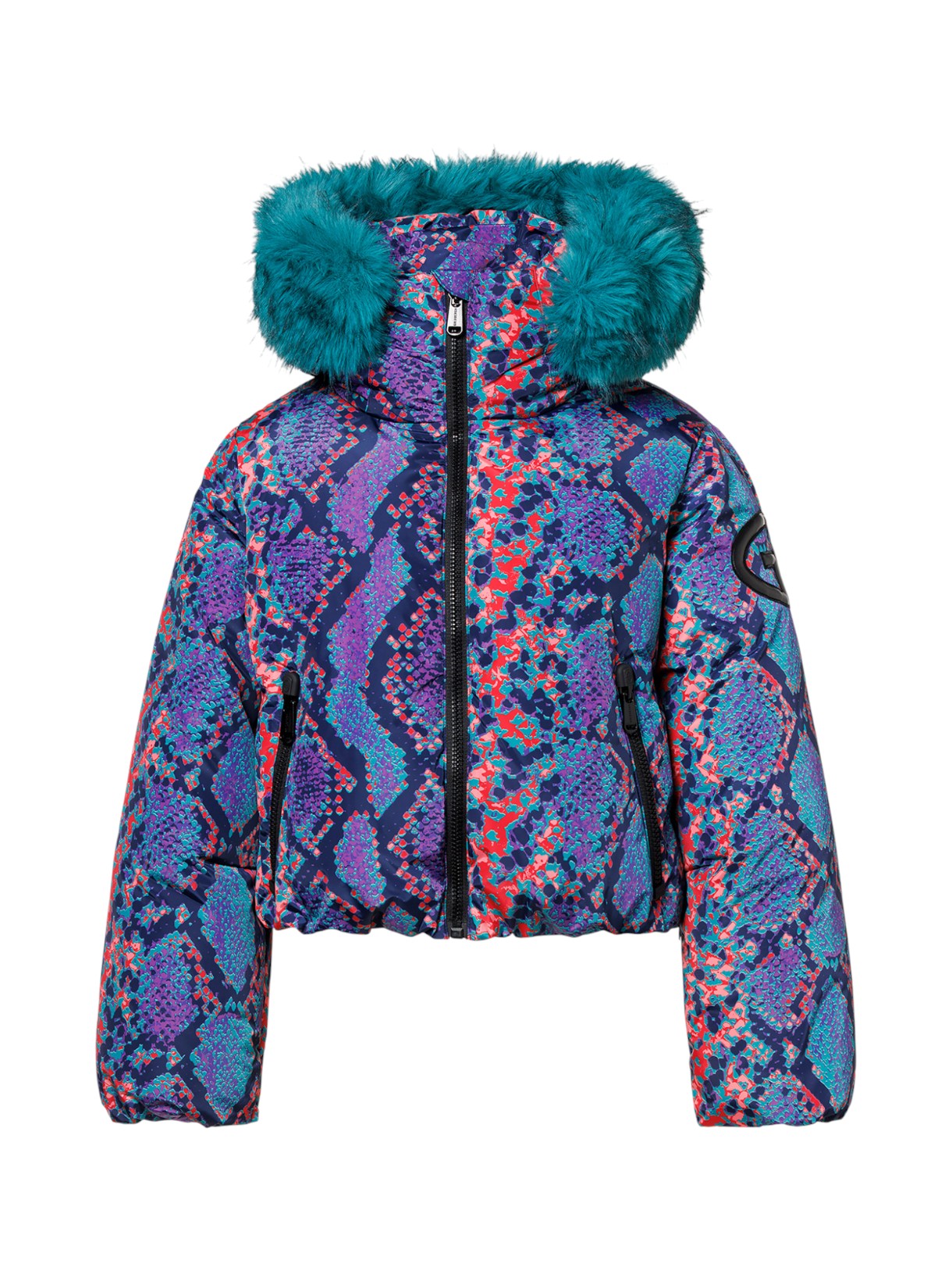 Lucinda Daunen Damen Skijacke mit Kapuze und Kunstfell Kragen 1
