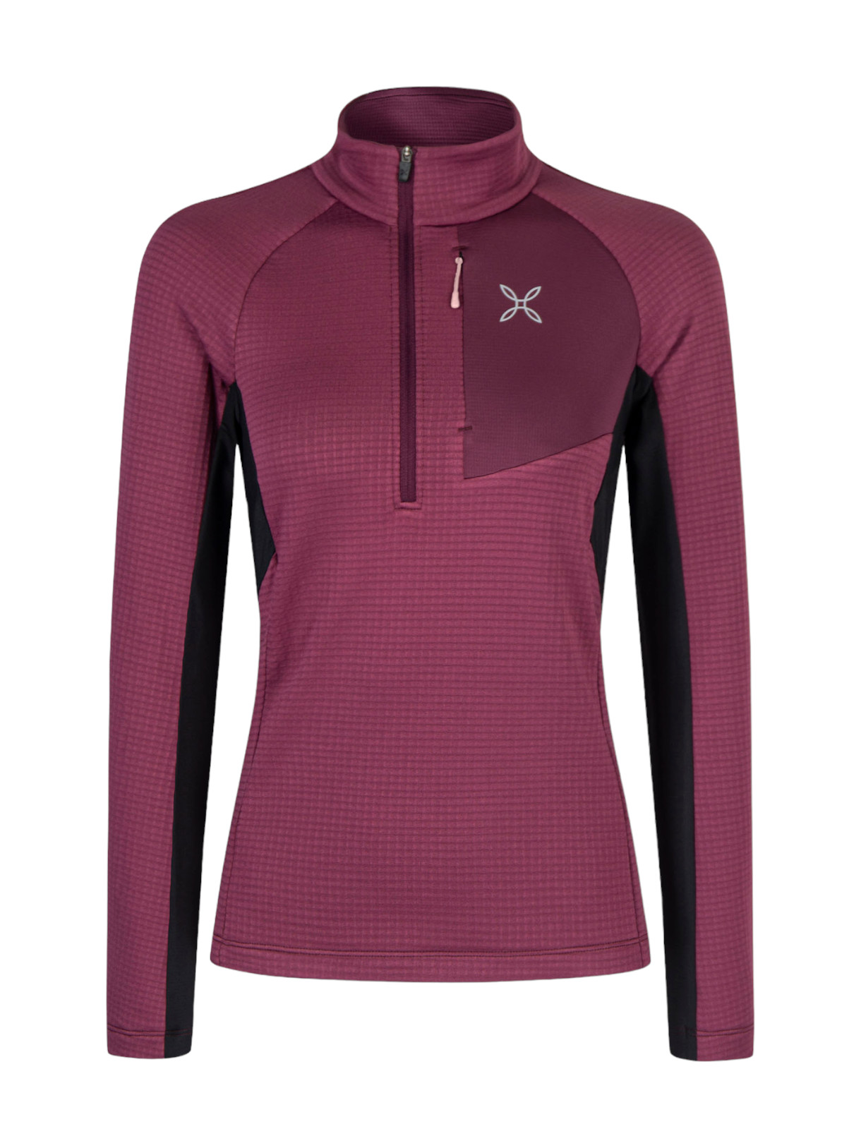 Stretch Color 3 Zip Maglia Damen Fleece Langarm Shirt 1