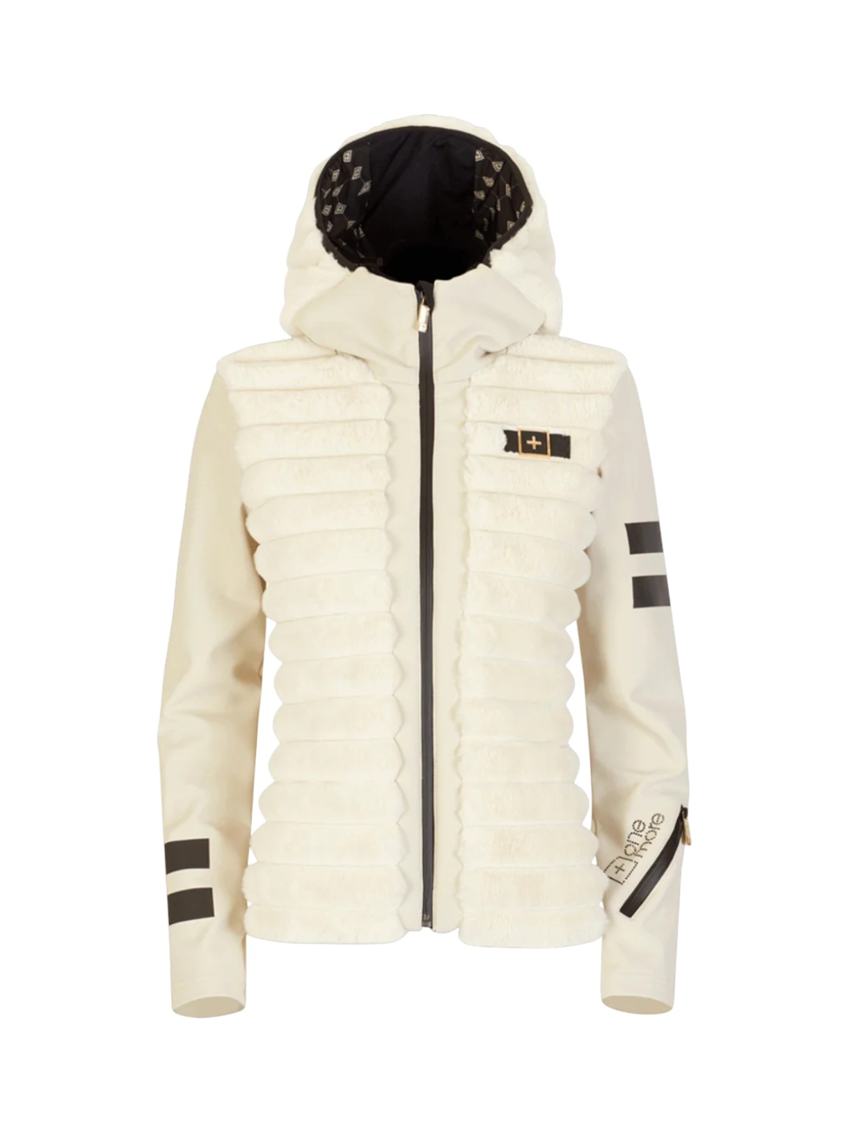 451 gefütterte Damen Softshell Jacke mit Swarovski-Kristallen und Kapuze mit Kunstfell 1