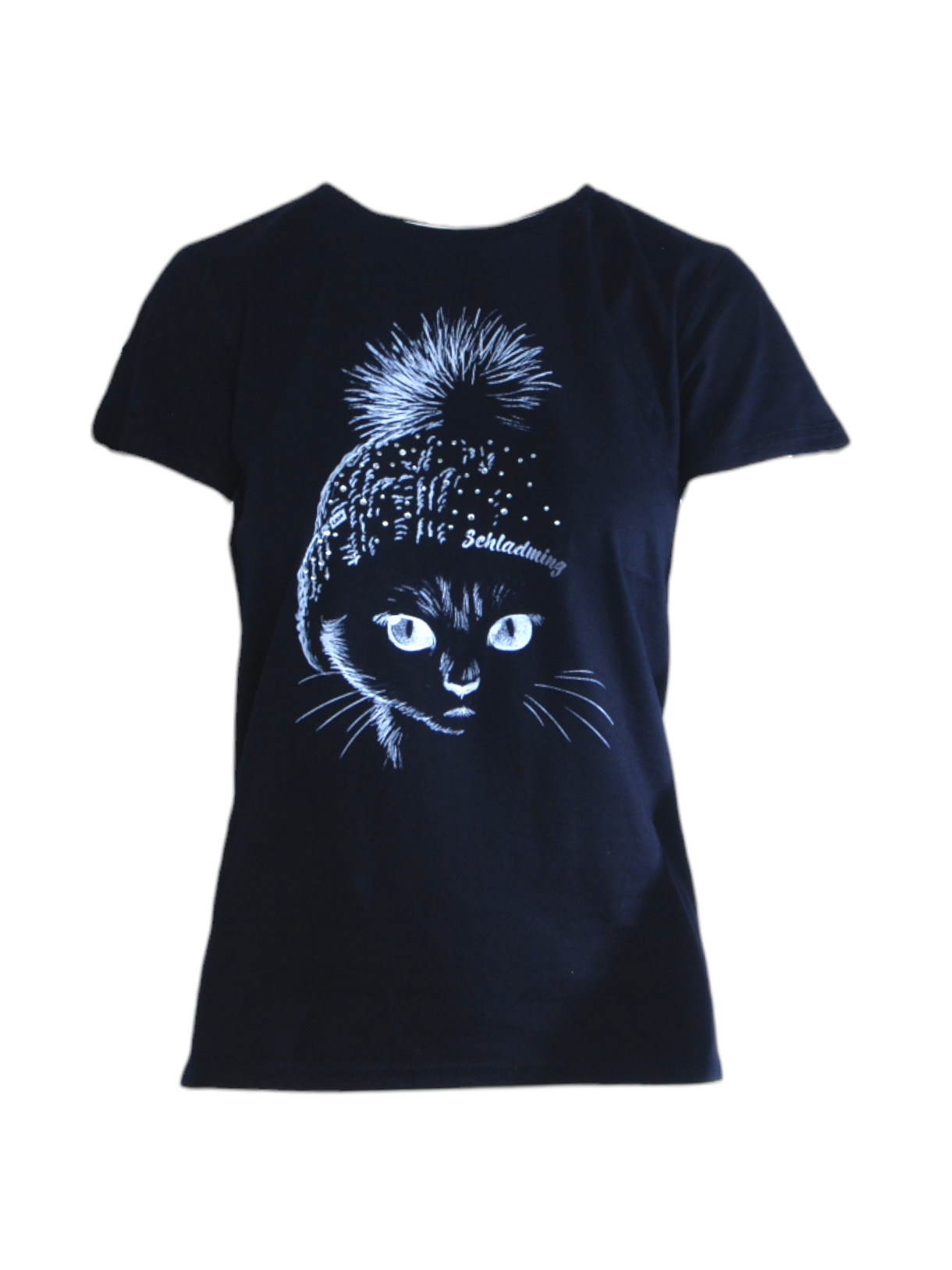 Miss Beanie Cat Damen T-Shirt schwarz 1
