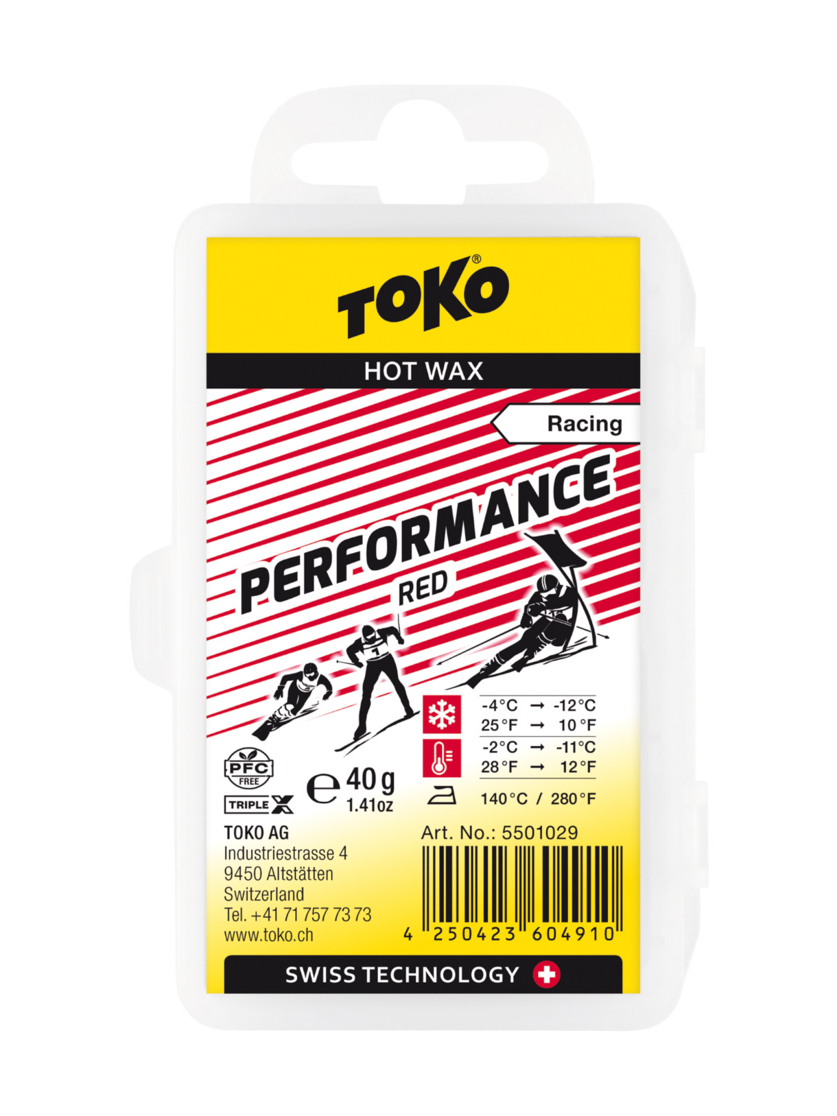 Performance red 40g -4/-12 °C Skiwachs 1