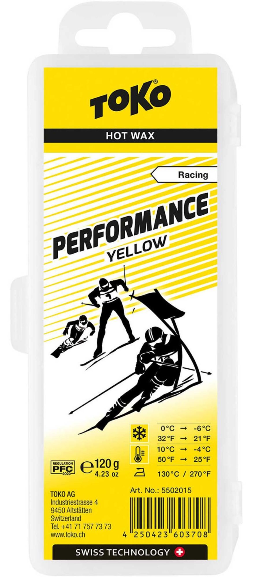 Performance yellow 120 g 0/-6 °C Hot Wax Skiwachs gelb 1