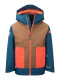 almond/madeira blue/deep orange