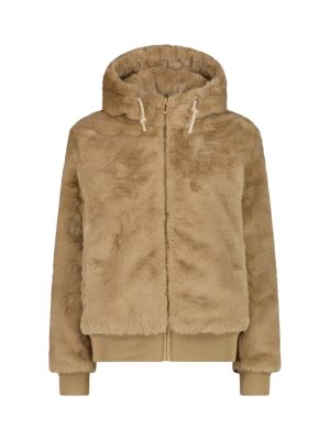 Damen Kunstpelz Jacke mit Kapuze 