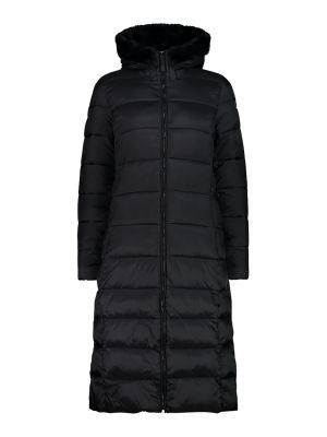 Damen Winter Mantel wattiert mit Kapuze mit Kunstpelzbesatz 