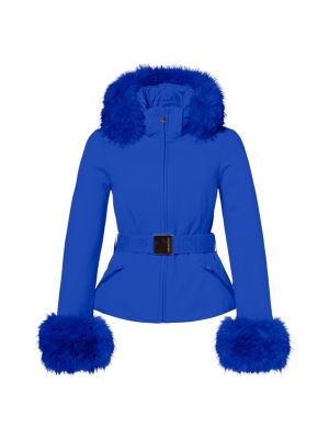 Giselle Damen Softshell Daunen Skijacke mit Kapuze und Kunstfellbesatz 