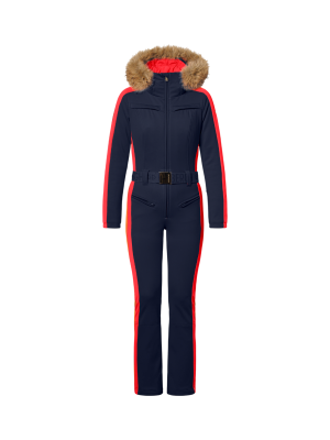 Suvi Softshell Damen Skianzug mit Kapuze und Kunstfellbesatz 