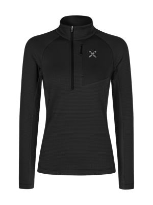 Stretch Color 3 Zip Maglia Damen Fleece Langarm Shirt 