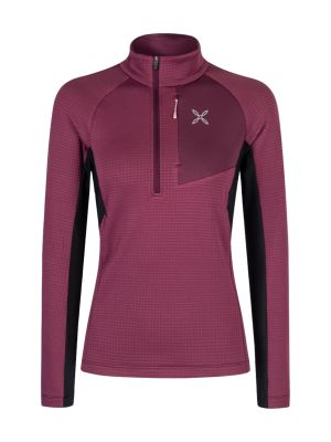 Stretch Color 3 Zip Maglia Damen Fleece Langarm Shirt 