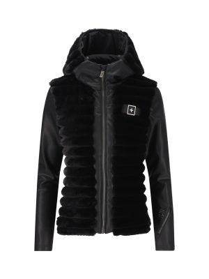 451 gefütterte Damen Softshell Jacke mit Swarovski-Kristallen und Kapuze mit Kunstfell 