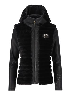 451 Softshell Damen Skijacke mit Kapuze Schriftzug aus Swarovski-Kristallen 