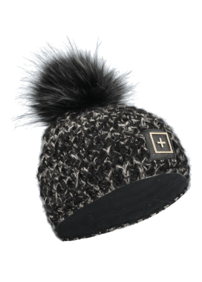 511 Damen Mütze mit Kunstpelz Pompon 