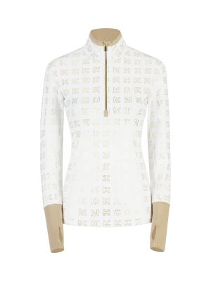 631 Damen Rollkragen Half Zip Pullover mit Swarovski-Kristallen 