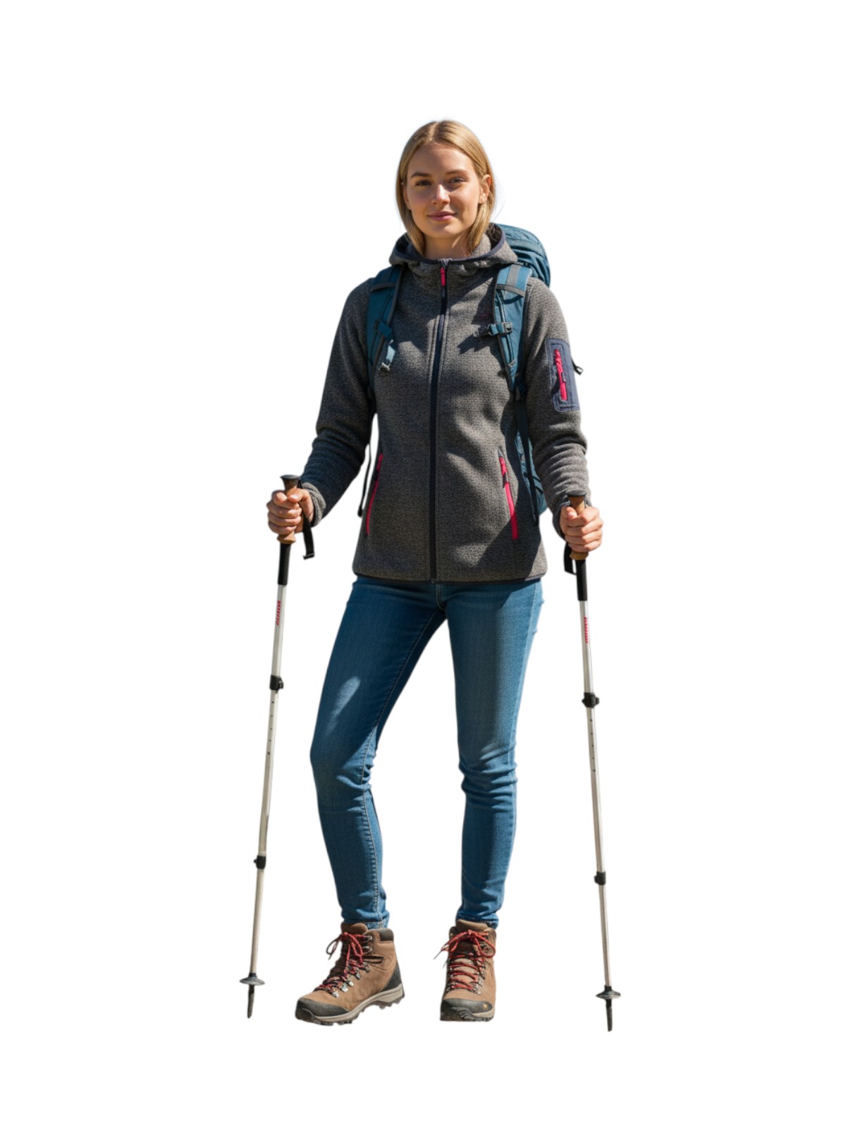 Damen Outdoor Fleece Jacke Knit-Tech meliert mit Kapuze 10