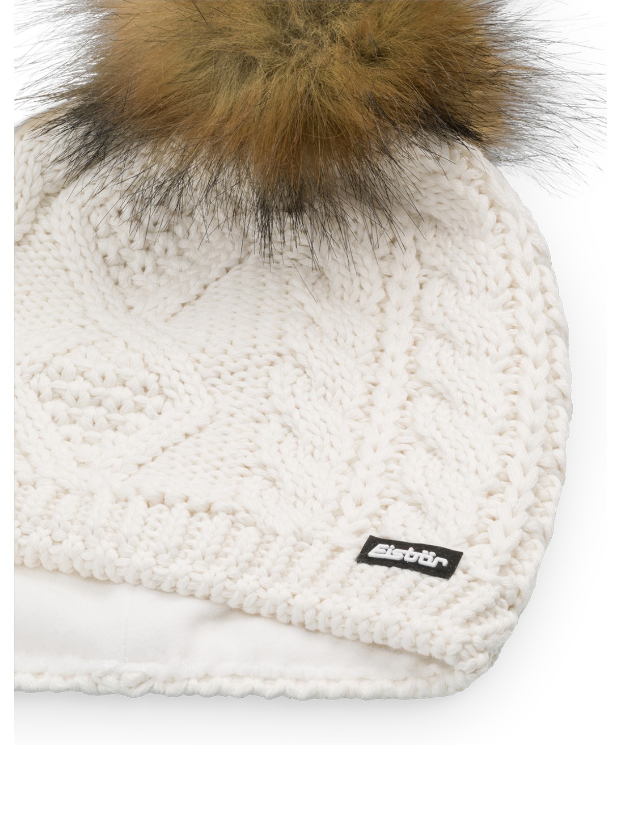 Nelia Lux Strick Mütze mit Kunstfell Bommel und Merino 2