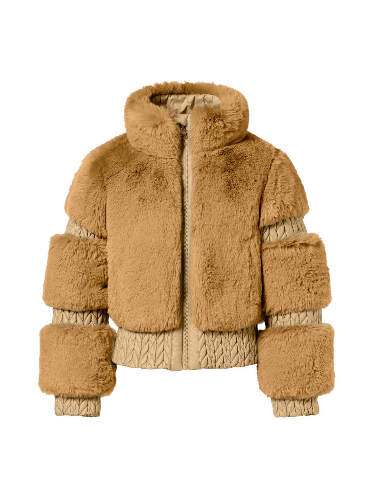 Furry Kunstfell Damen Winterjacke mit Smock Details 2