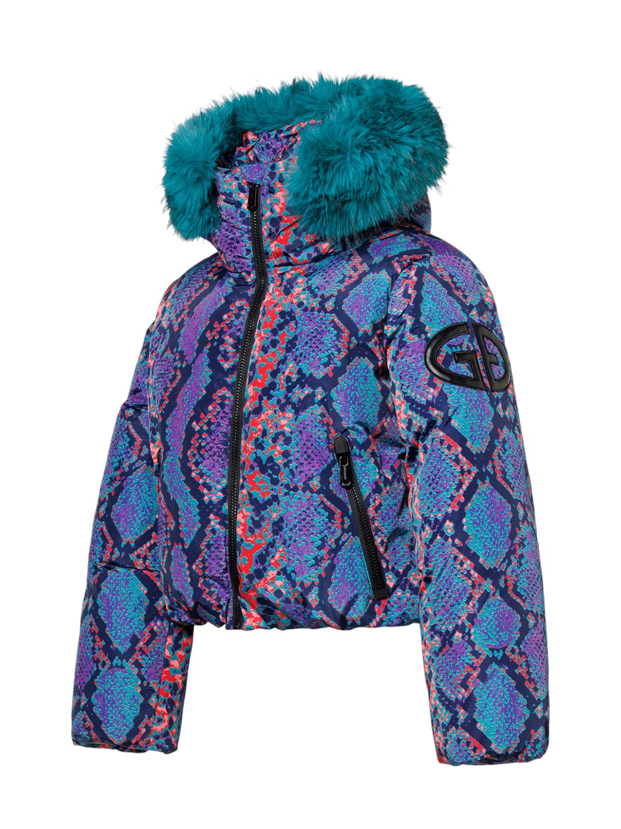 Lucinda Daunen Damen Skijacke mit Kapuze und Kunstfell Kragen 2