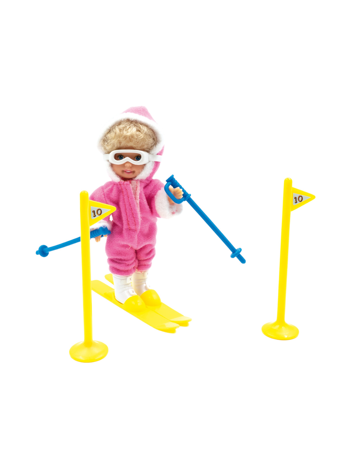 Skipuppe Paula mit Ski + Torstange Kinder Spielzeug 2