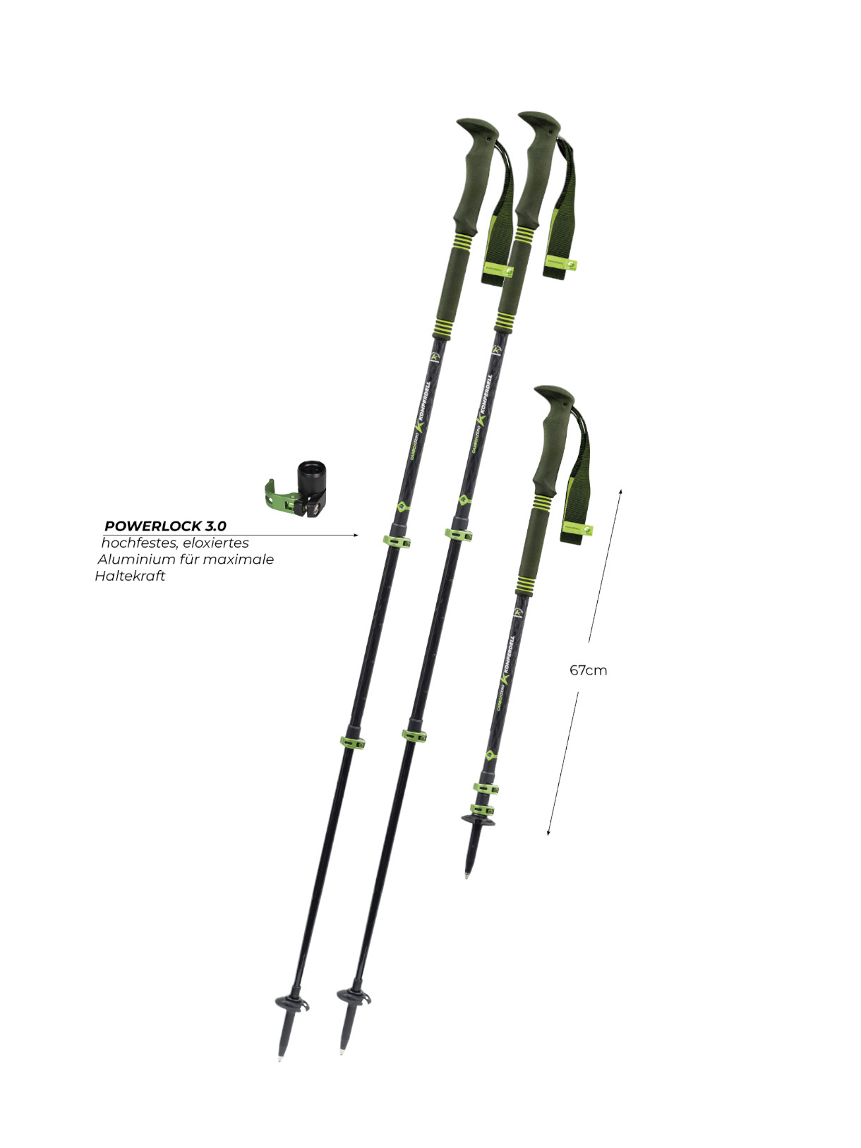 Carbon Pro Zero Wanderstock Packmaß 67 cm Länge 150-140 cm verstellbar 2