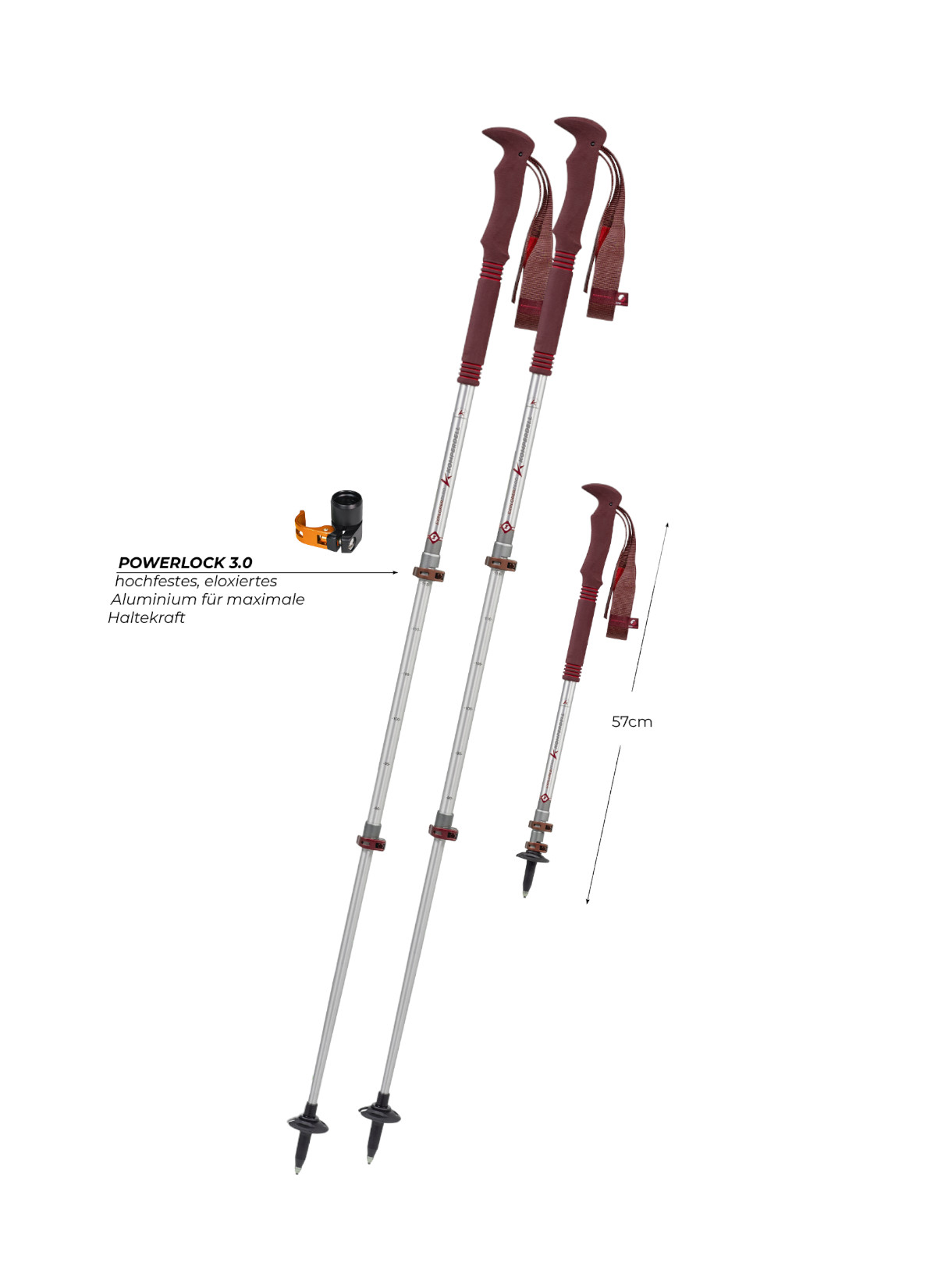 Explorer Zero Compact Wanderstock Packmaß 57 cm Länge 90-120 cm verstellbar 2
