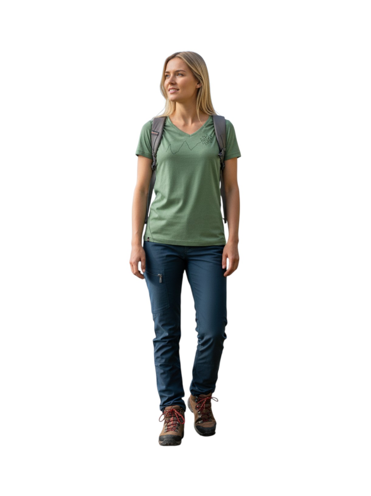 Eifelsteig Damen Funktions-T-Shirt mit V-Ausschnitt und Print 2