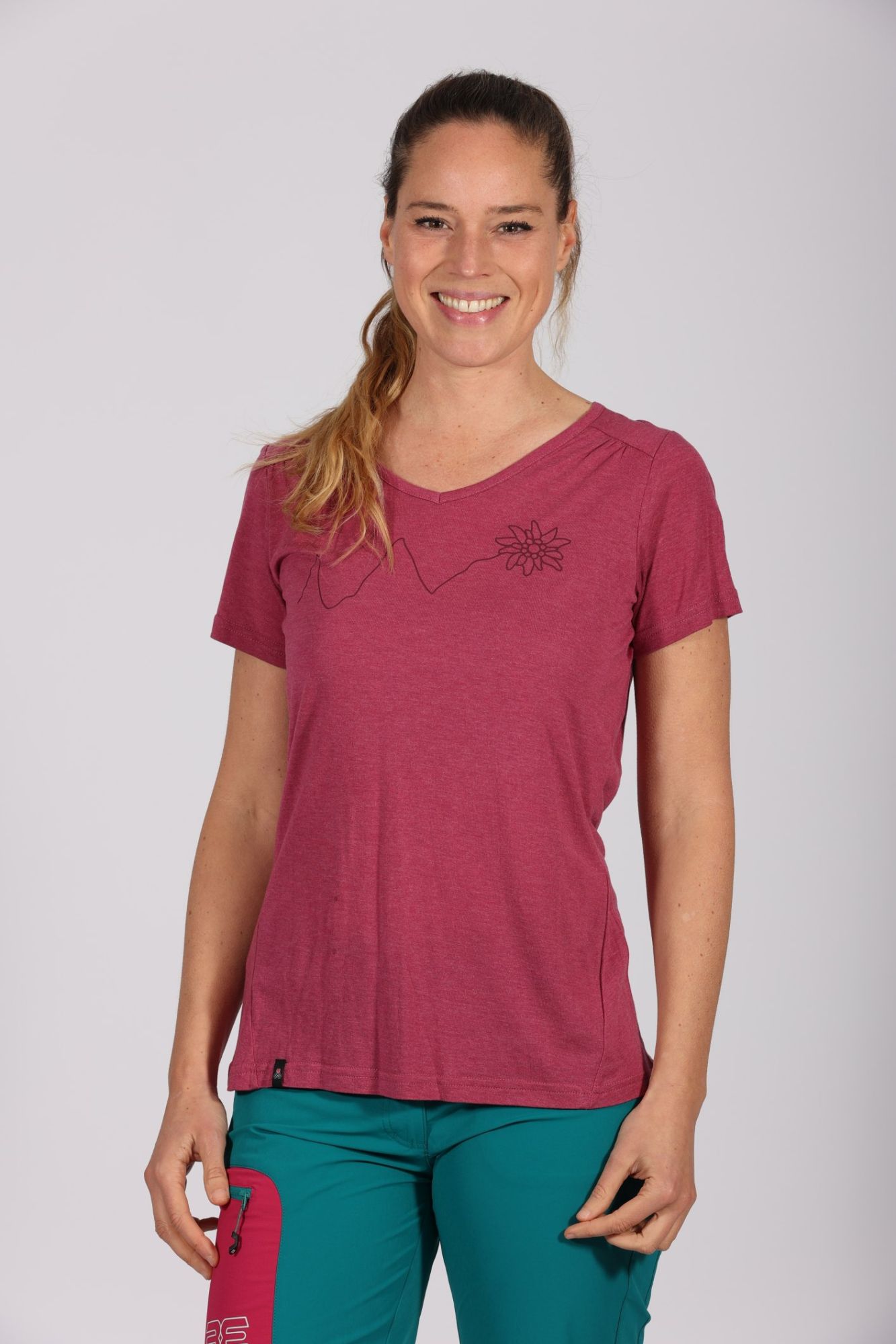 Eifelsteig Damen Funktions-T-Shirt mit V-Ausschnitt und Print 2