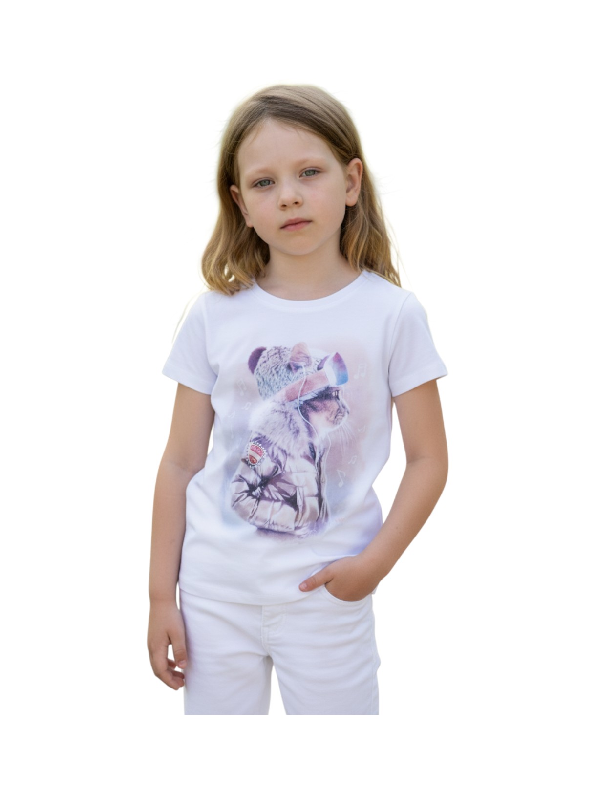 MUSIC CAT Kinder T-Shirt weiss 2