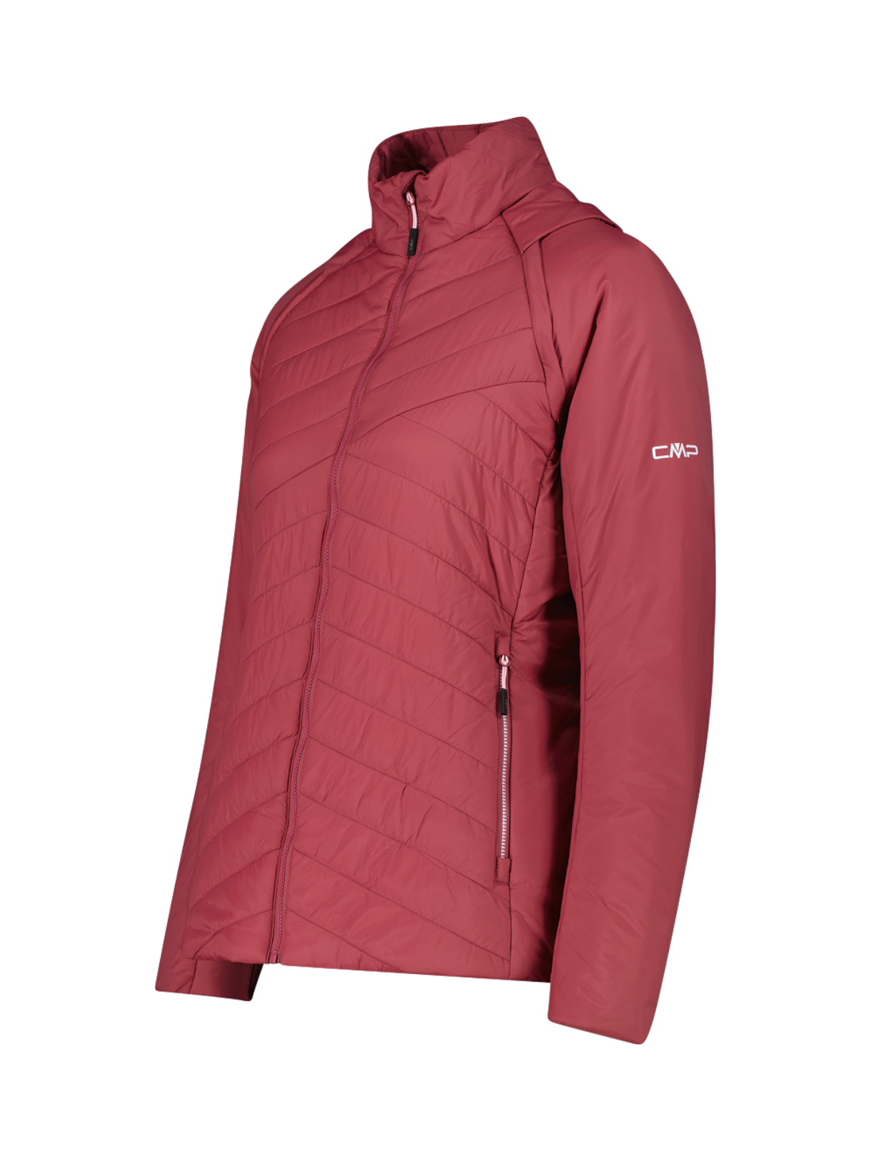 Damen Daunen Jacke mit abnehmbaren Ärmeln pink 3