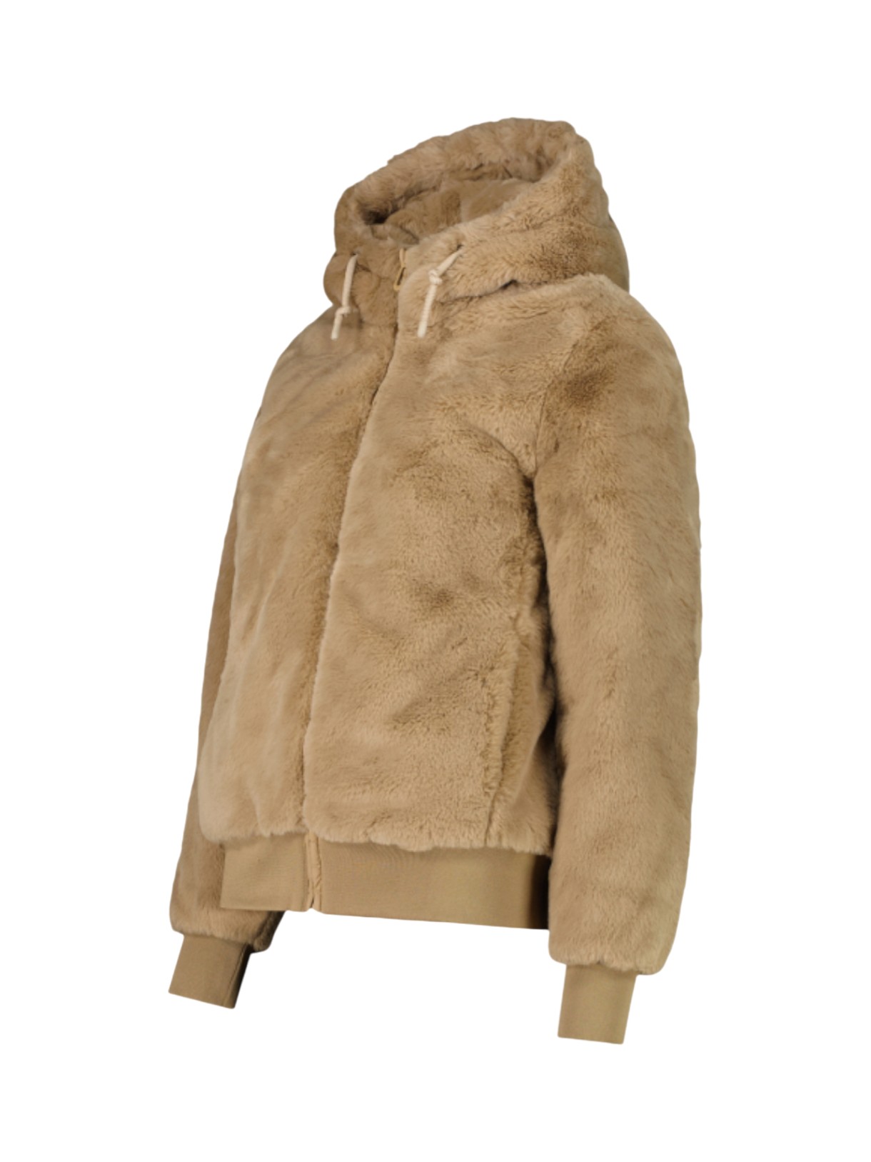 Damen Kunstpelz Jacke mit Kapuze 3