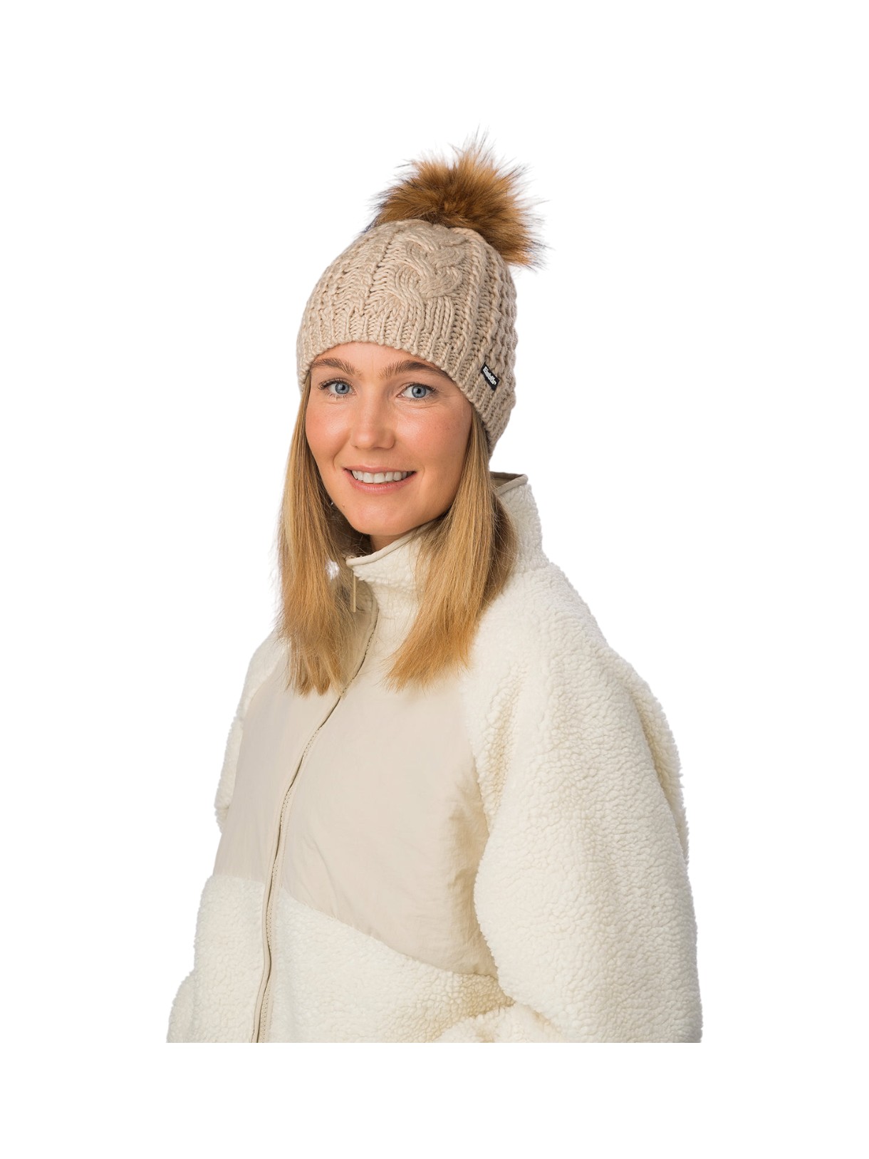 Afra Lux Grob-Strick Damen Bommel Mütze mit Merino Wolle 3