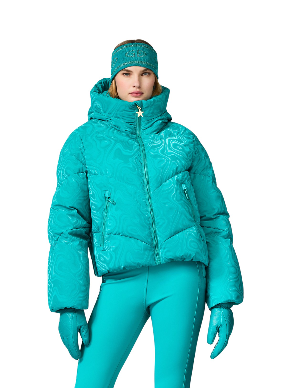 Aeliana Swirl Damast Daunen Skijacke mit Kapuze 3