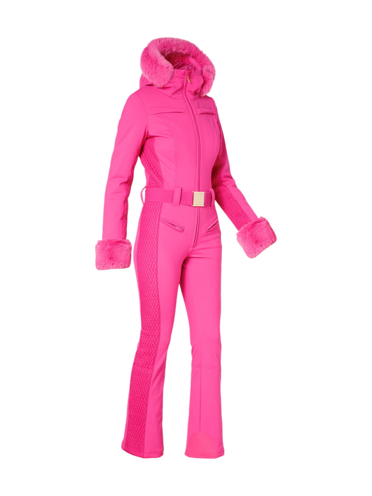 Angele Faux Border Damen Softshell Skianzug mit Kapuze 3