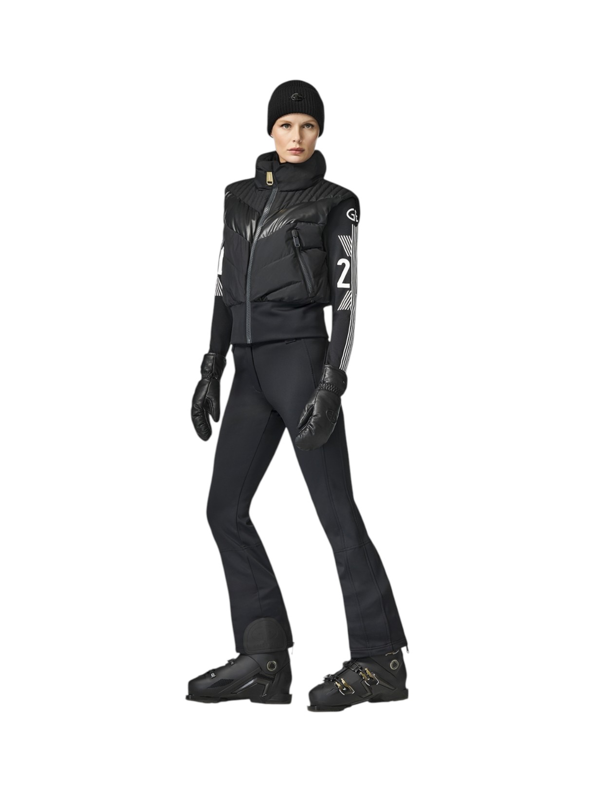 Sole gesteppte Daunenweste mit Kunstleder 3