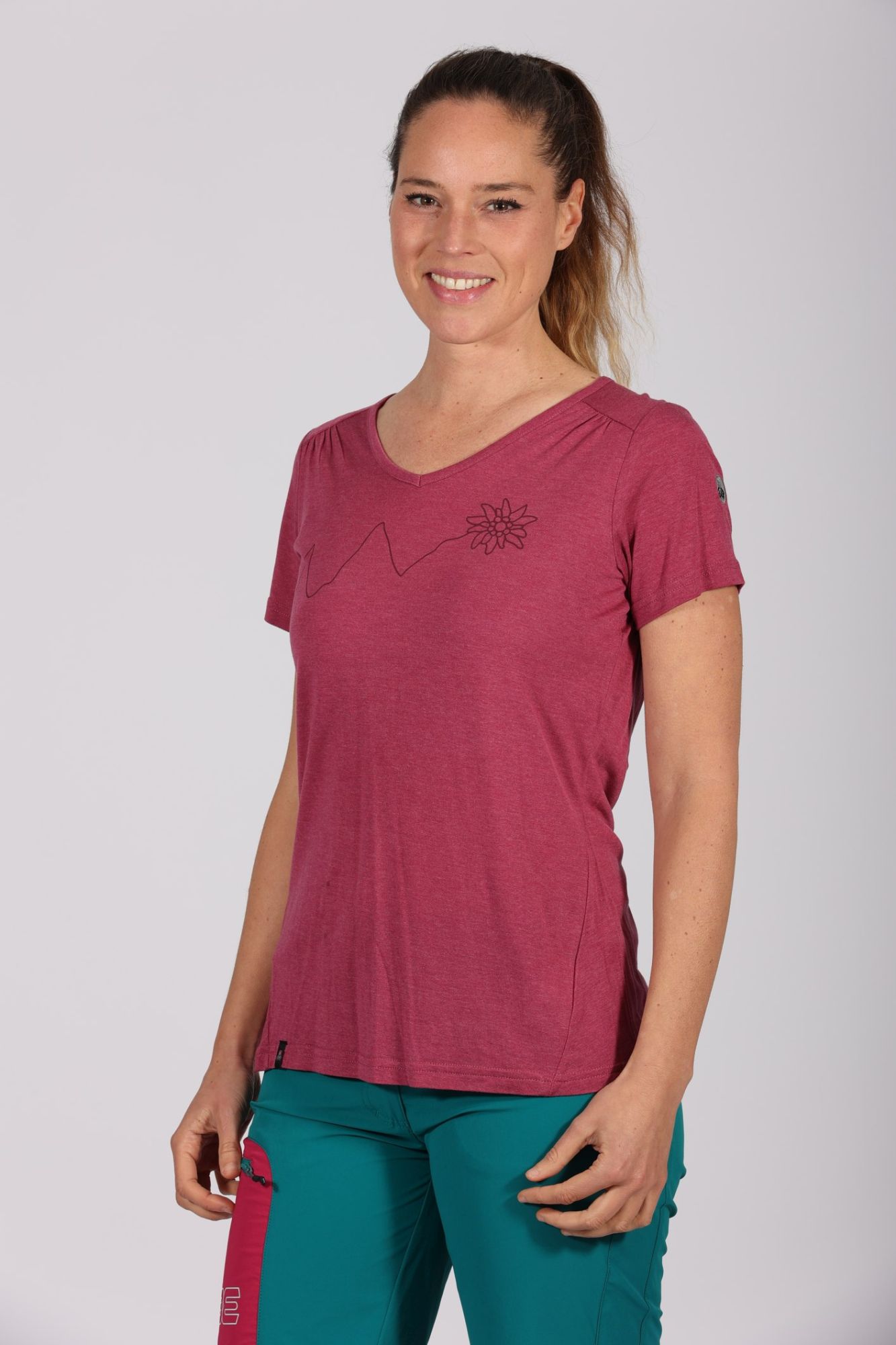 Eifelsteig Damen Funktions-T-Shirt mit V-Ausschnitt und Print 3