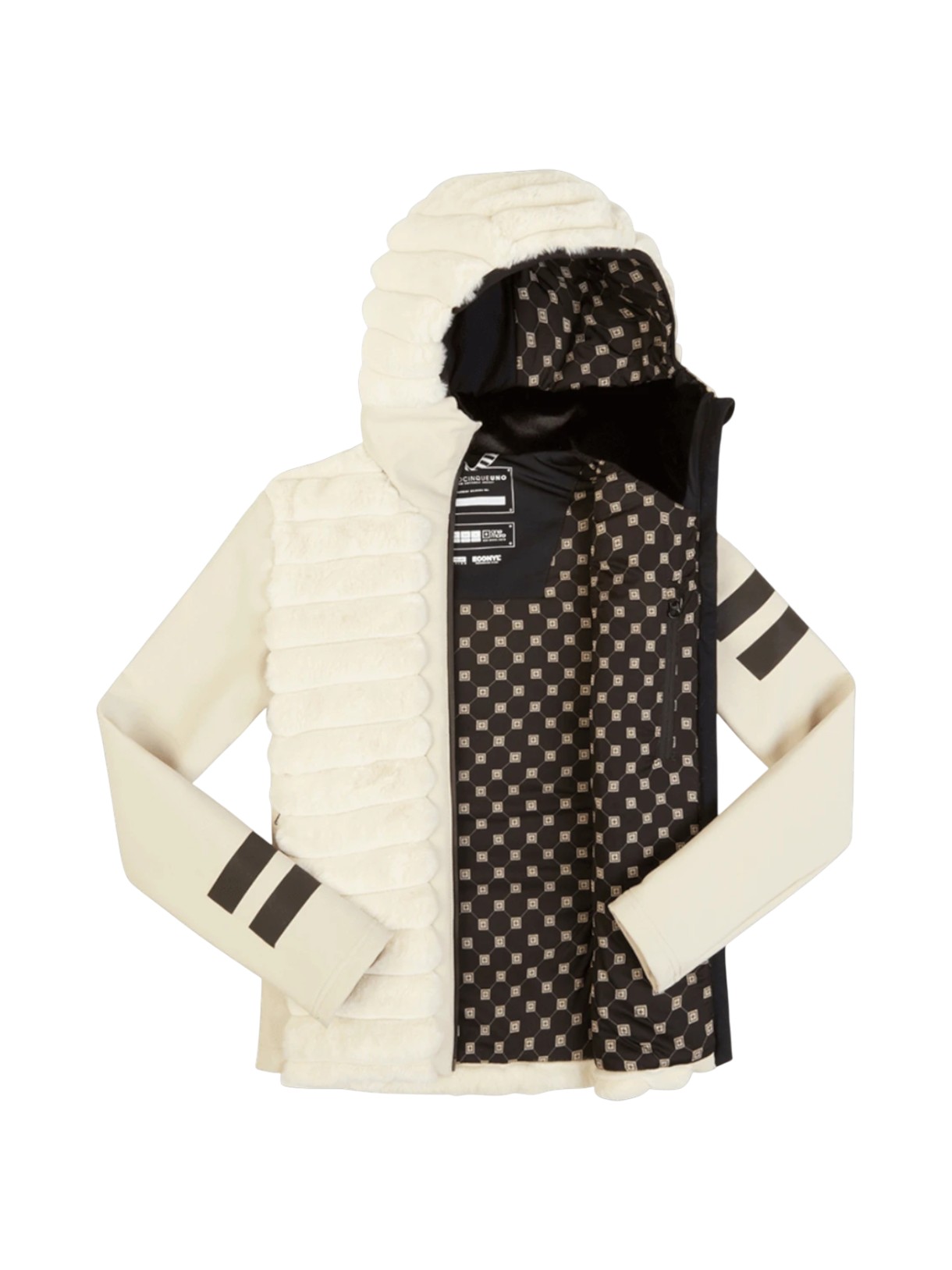 451 gefütterte Damen Softshell Jacke mit Swarovski-Kristallen und Kapuze mit Kunstfell 3