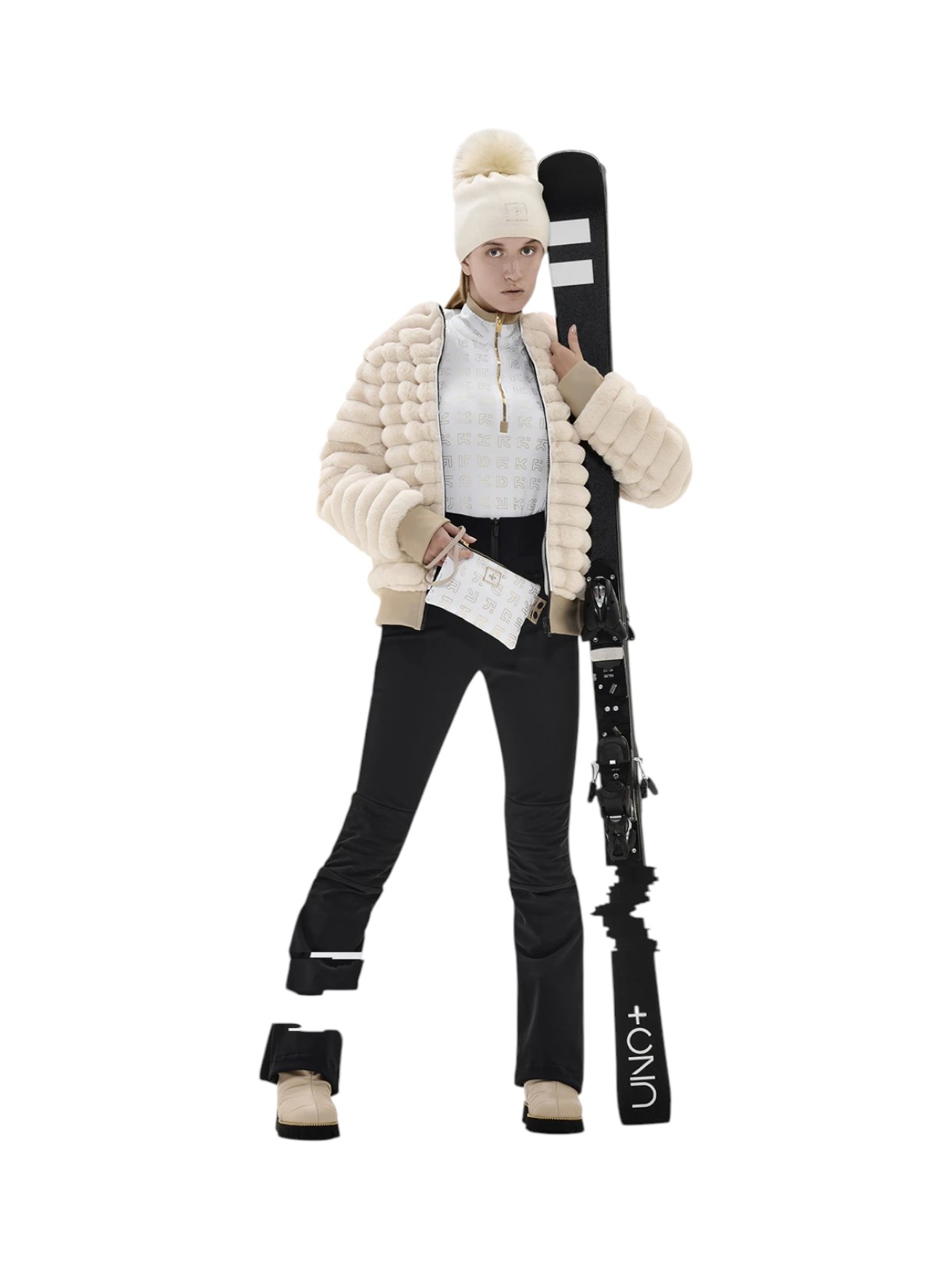 631 Damen Rollkragen Half Zip Pullover mit Swarovski-Kristallen 3