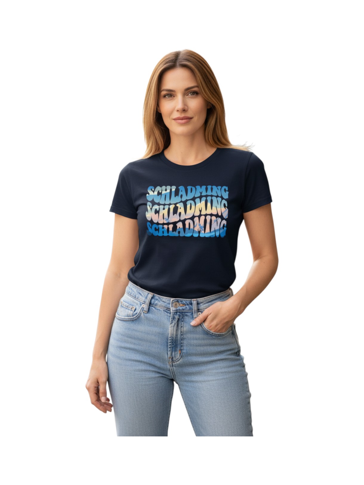 Curvy Damen T-Shirt blau 3