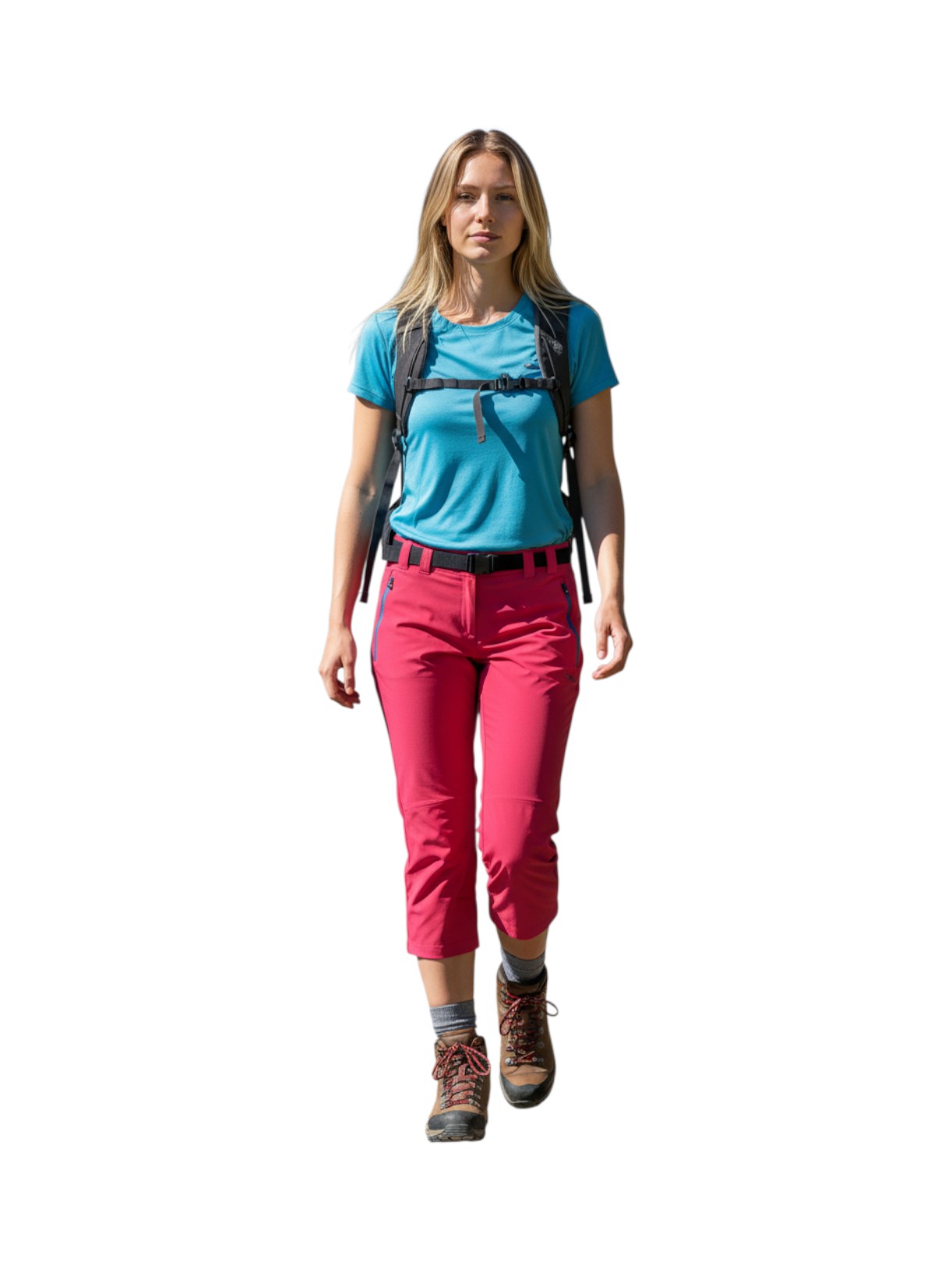 Damen Capri Trekking Hose mit Gürtel und Dry Function 4