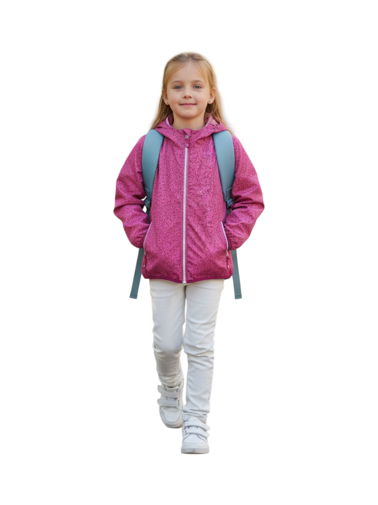 Mädchen Regenjacke mit Kapuze und Tasche zum Verstauen 4