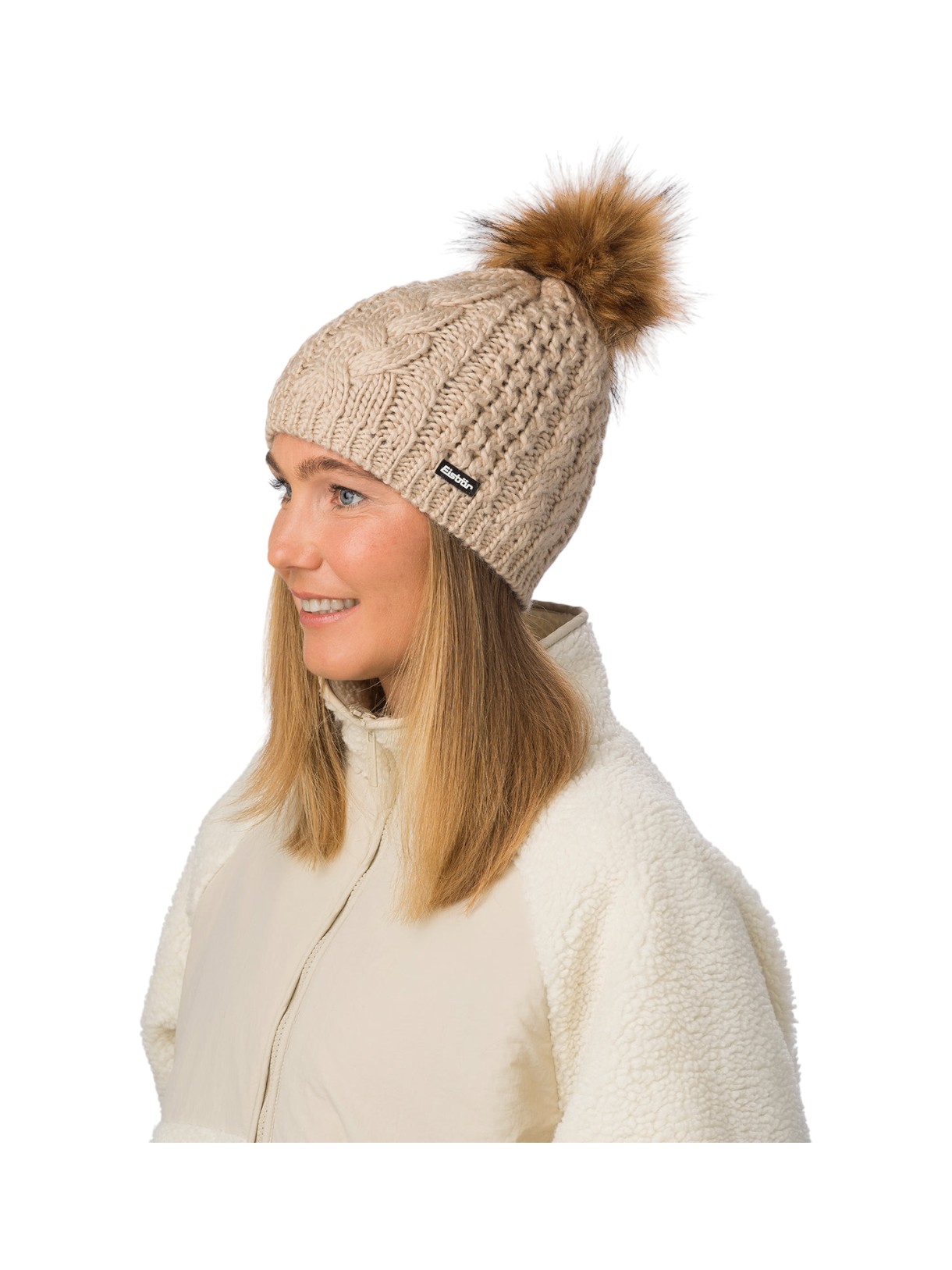 Afra Lux Grob-Strick Damen Bommel Mütze mit Merino Wolle 4