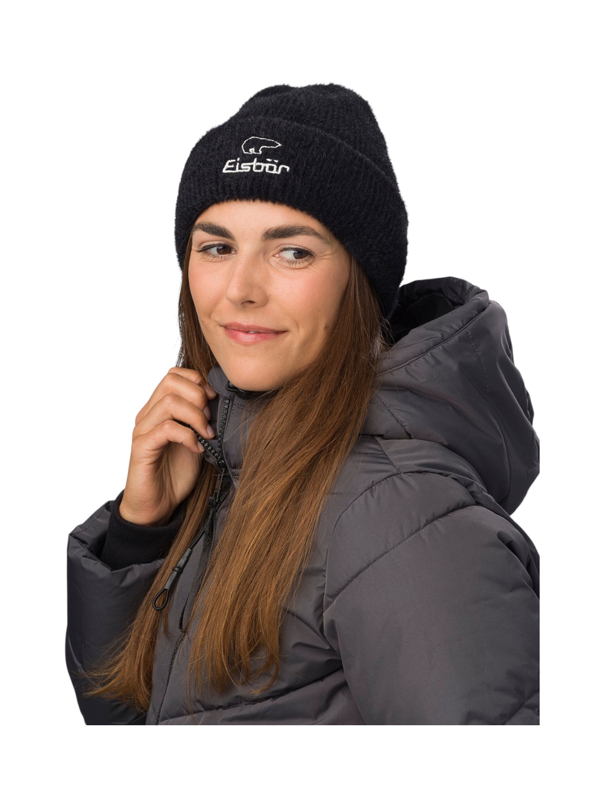 Mana flauschige Damen Mütze mit Logo Print 4